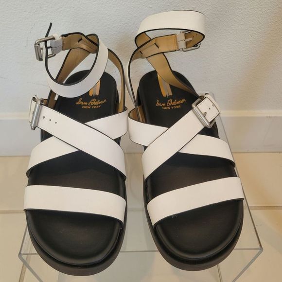 Sam Edelman Eleanora White Ankle Strap Sandal Size 8.5 - Picture 2 of 7